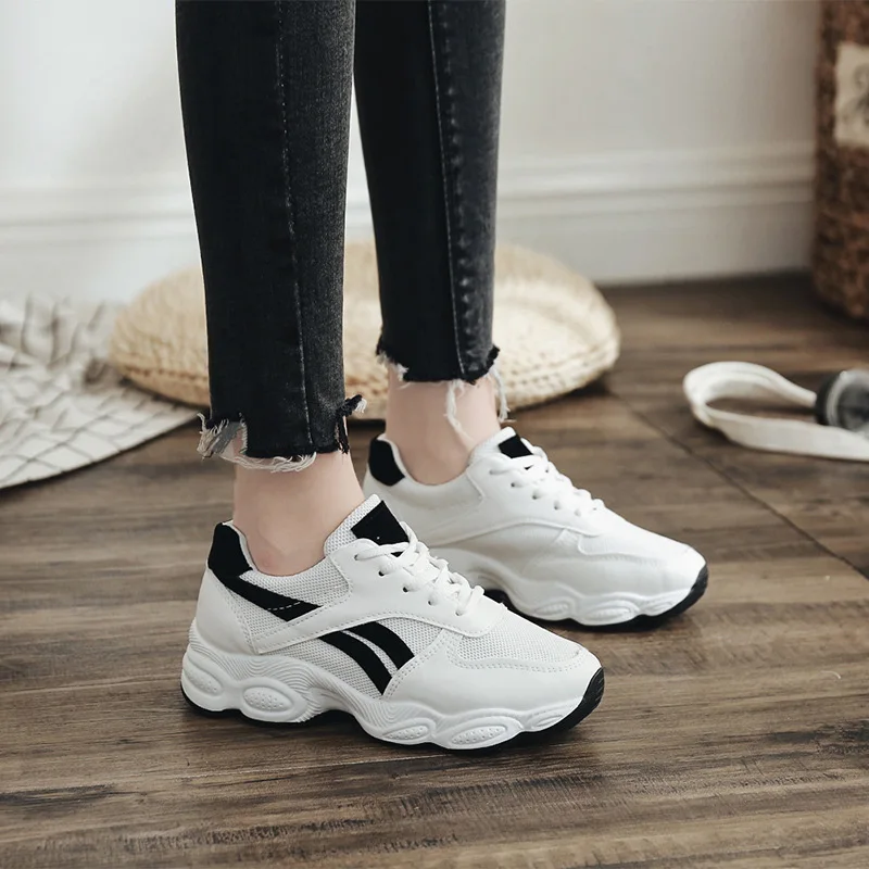 

2020 Spring Women Sneakers Women's Lace Up Woman Flat Platform Female Mesh Casual Comfortable Ladies Breathable Vulcanized Shoes
