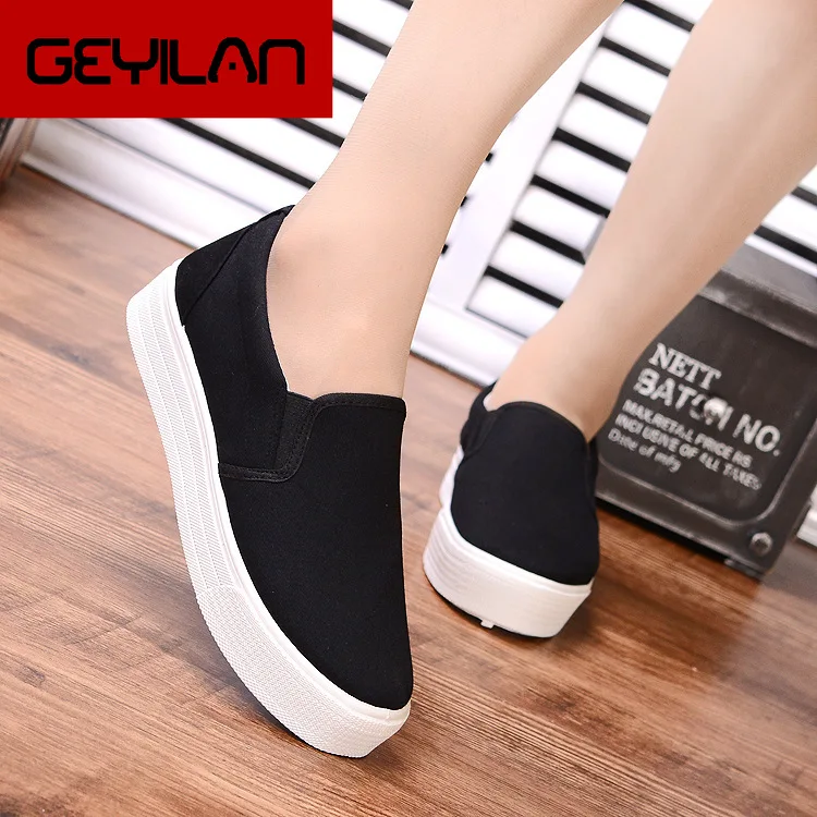 

Women Flats Shoes New Women low Canvas Shoes Solid Color wedges platform Shoes Women Casual Shoes Flats 2019