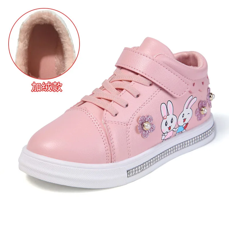pink cotton Новинка; детская повседневная обувь; кроссовки для девочек; Студенческая обувь принцессы; обувь на плоской подошве для малышей; дышащая детская спортивная обувь из искусственной кожи - Цвет: pink cotton