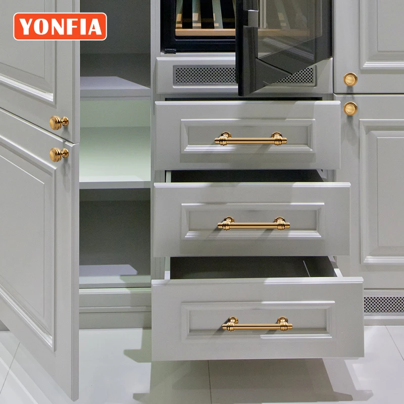 YONFIA-새로운 모던 PVD 골드 드레서 주방 서랍 캐비닛 손잡이, 찬장 옷장 가구 손잡이, 3644