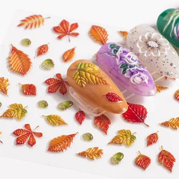 

Fantastic Acrylic Engraved Nail Sticker Embossed Colourful Flower Water Decal Empaistic Nail Water Slide Salon Nail Decoration