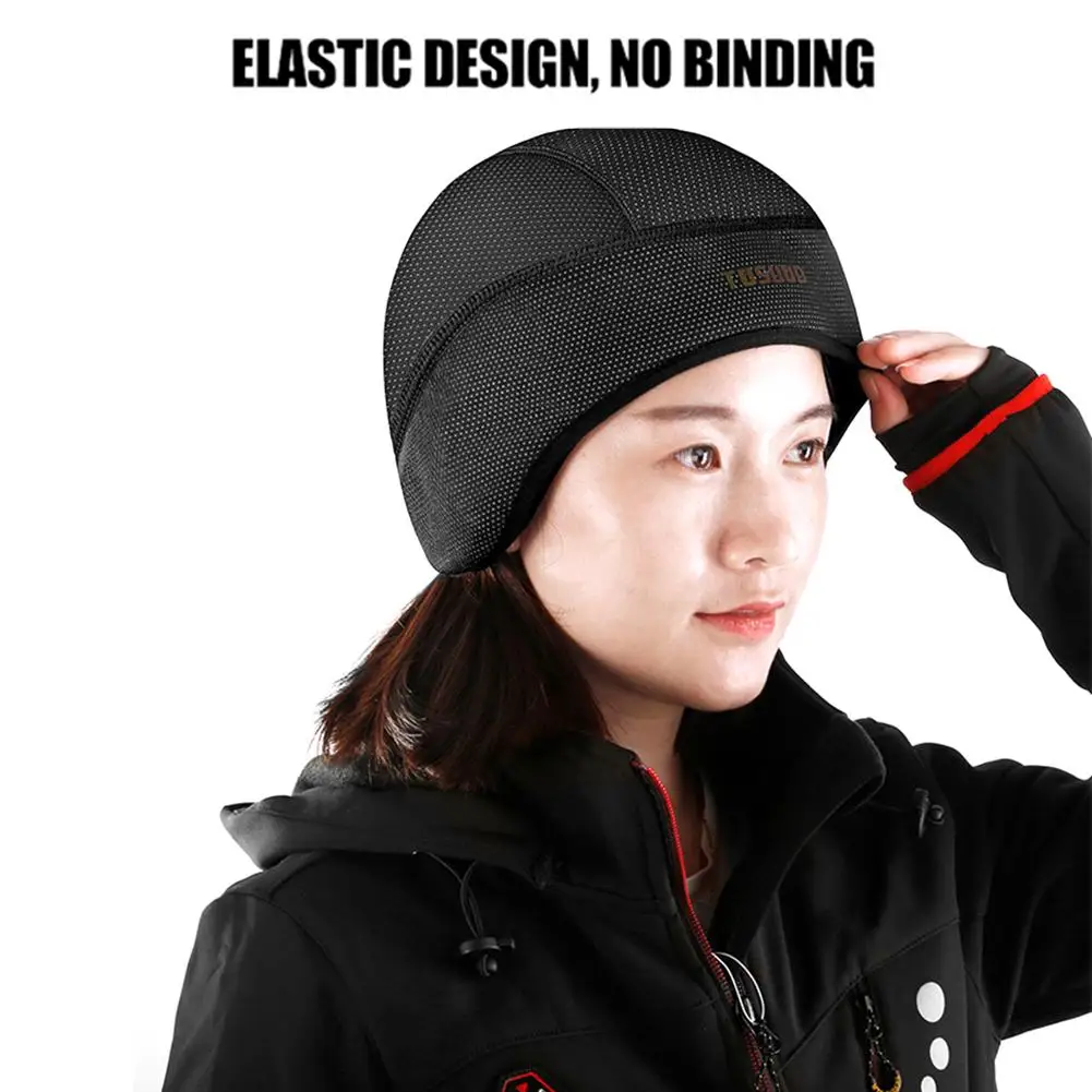 New Unisex Winter Cycling Cap Windproof Warm Polar Fleece Thermal Helmet Liner Beanies Hat Solid Color Hiking Skiing Ear Warmer