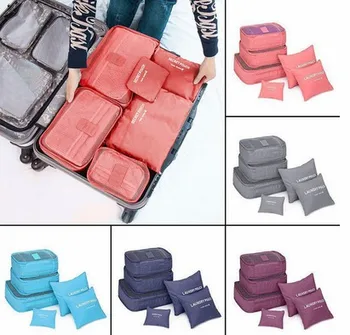 

Hot Sell 6Pcs Waterproof Travel Clothes Storage Bags Luggage Travel Organizer Pouch Packing Space Saving Luggage Organizer