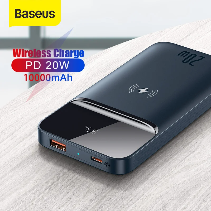 Baseus Power Bank 10000mAh Portable 20W Magnetic Wireless Charger PowerCore External Battery PowerBank  for Xiaomi  iPhone 12