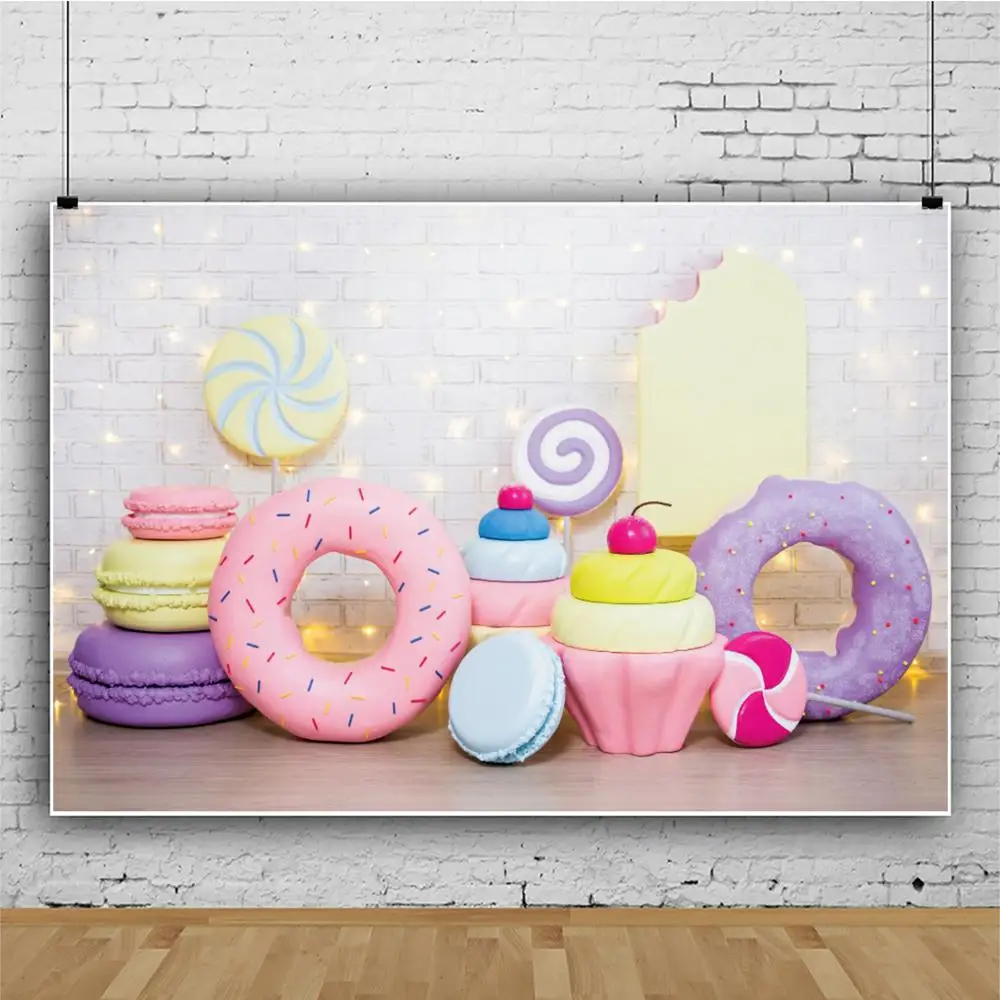 Laeacco пончики торты конфеты фотографии фоны Индивидуальные Baby Shower портрет виниловые фотографические фоны для фотостудии