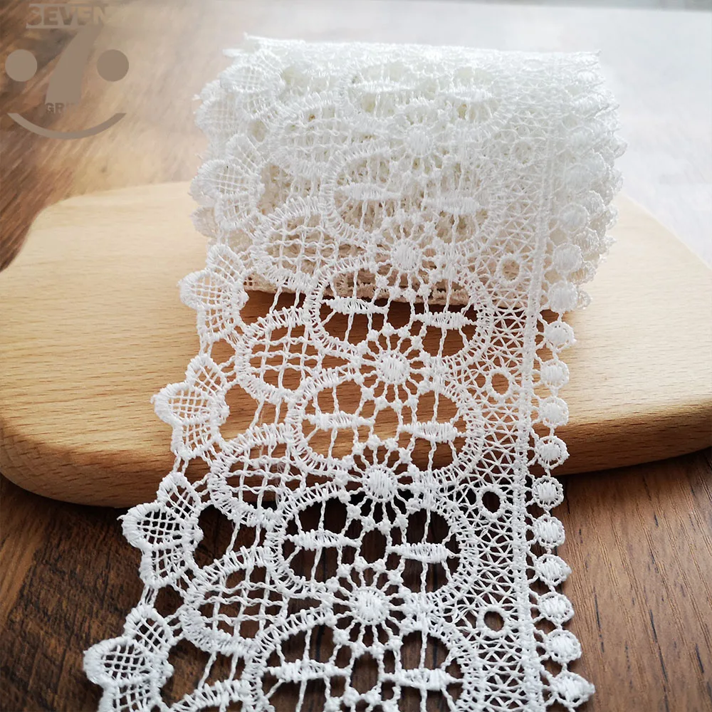 

1 Lot/3Yards 9cm Width White Color Embroidered Lace Border For DIY Crafts Sewing Accessories For Home Textile