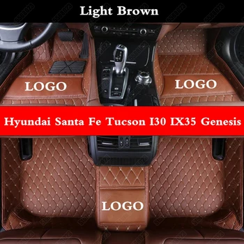 

Leather Car Floor Mats for Hyundai Santa Fe Tucson I30 IX35 I40 Kona Azera Elantra Sonata Equus Genesis Custom Made Auto Rugs