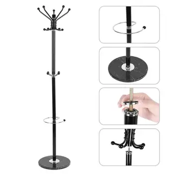 

Tree-shaped Hanger Household Metal High Leg Coat Rack Hanging Rotating Ring Vertical Drying Marble Base Built Umbrella Stand HWC