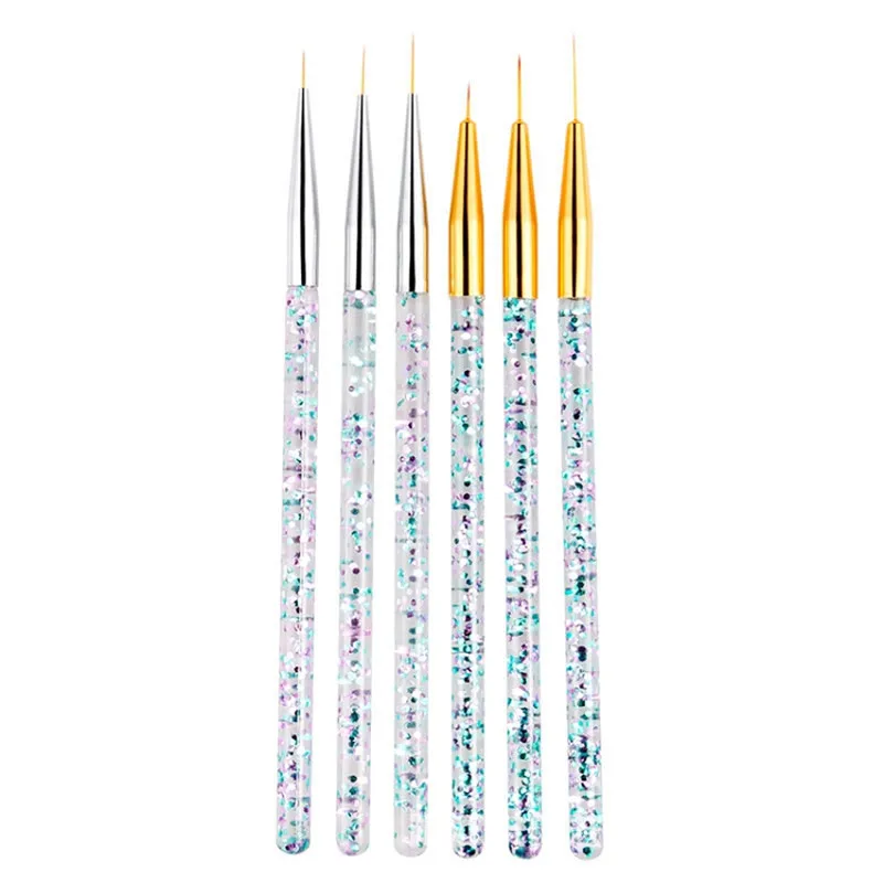 3Pcs Acrylic French Stripe Nail Art Liner Brush Set Ultra-thin Line Drawing Pen UV Gel Manicure Painting Brush 3