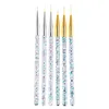 3Pcs Acrylic French Stripe Nail Art Liner Brush Set Ultra-thin Line Drawing Pen UV Gel Manicure Painting Brush 3
