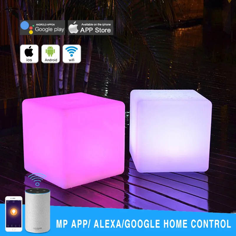 Беспроводной Wi-Fi Smart 40 см светодиодный куб RGB лампа сиденье приложение управление INS Горячая ночь Вечерние многоцветный свет кубический стул Alexa Голосовое управление