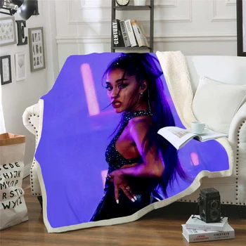 

Ariana Grande 3D Printing Plush Fleece Blanket Adult Fashion Quilts Home Office Washable Duvet Casual Kids Sherpa Blanket 09