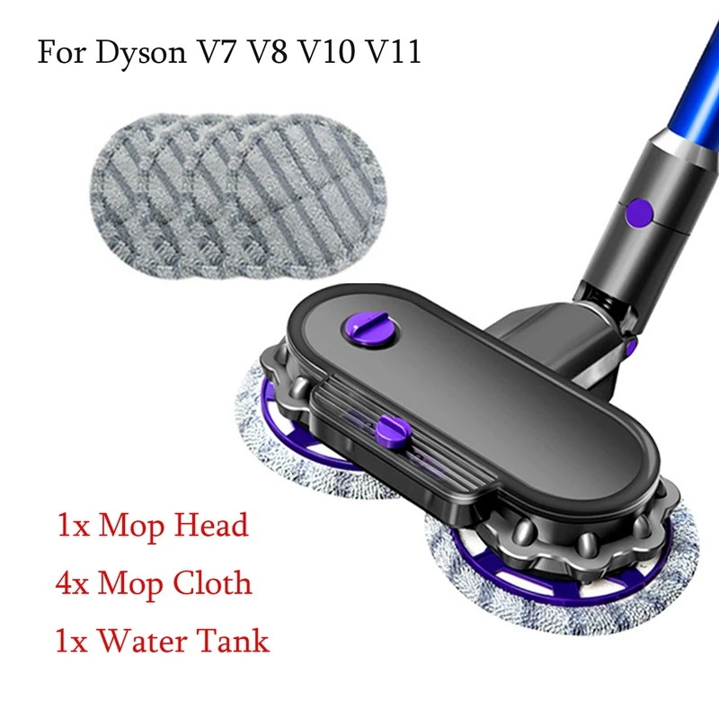 Limpieza eléctrica cabeza de mopa para Dyson V7, V8, V10, V11, piezas de limpiador cabeza de mopa, húmedo y seco con tanque de agua