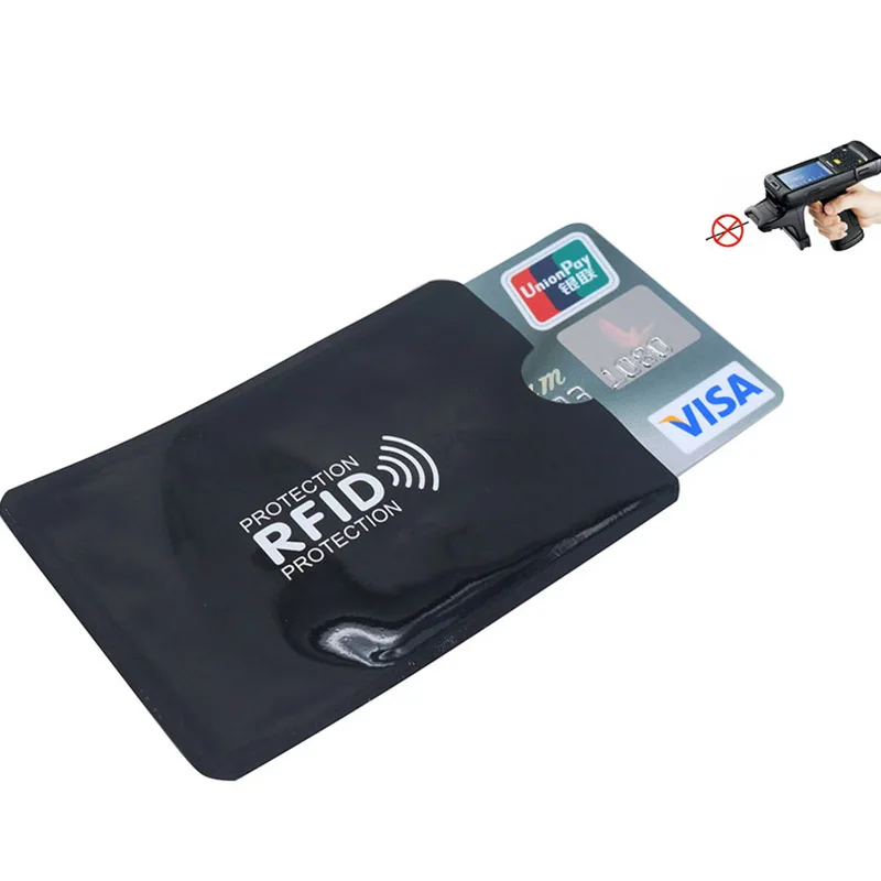 black 100pcs 100 шт микс Анти RFID кошелек блокирующий ридер замок банк держатель для карт Id банковский Чехол для карт металлический держатель для кредитных NFC алюминиевый - Цвет: black 100pcs