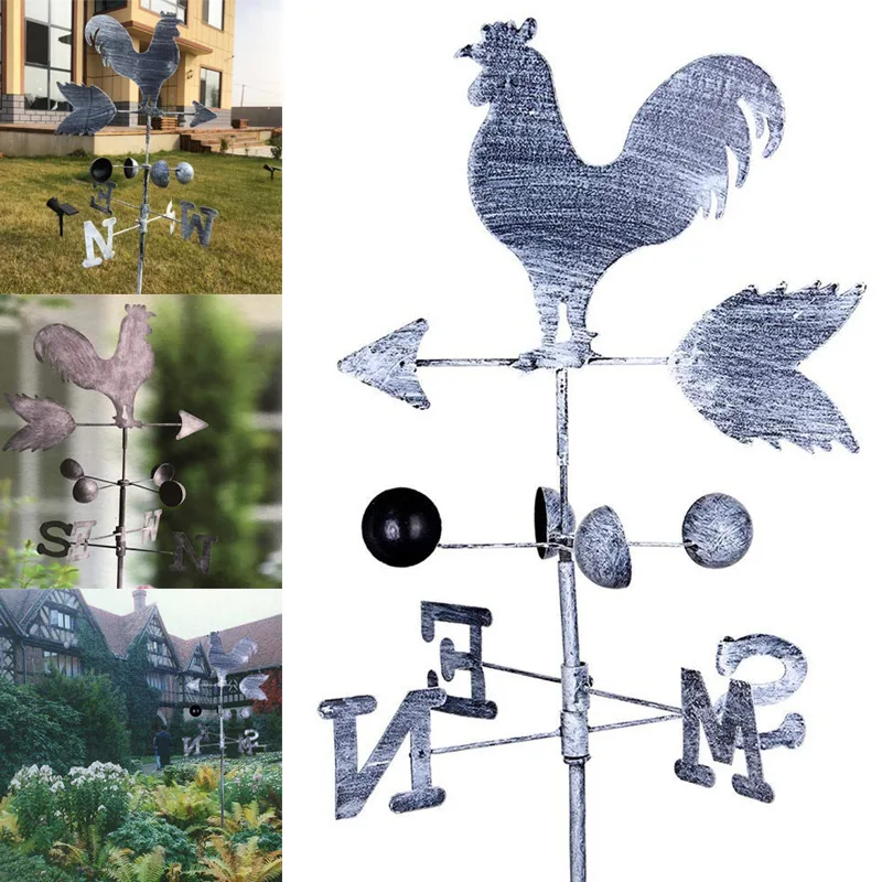 

Traditional Retro Rooster Weathervanes Iron Cock Wind Vane Wind Speed Direction Indicator Garden Yard UEJ