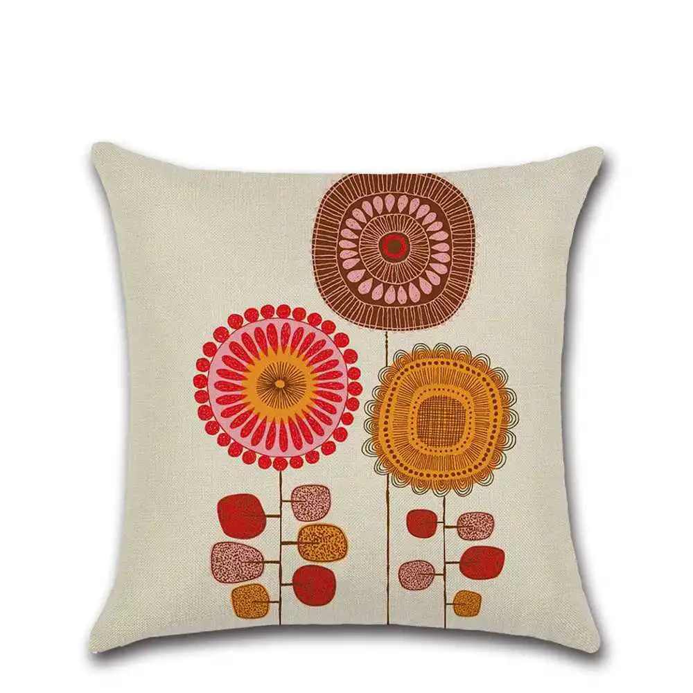 Новый мультфильм растительный принт подушка набор размером 45*45 см Подсолнух