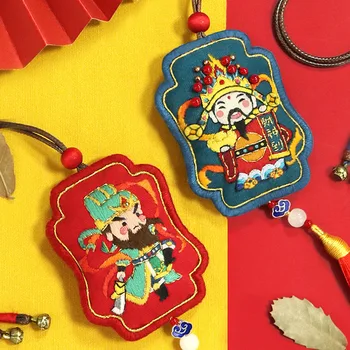 

Peace and Blessing Pouch Lucky Pendant DIY Embroidery Key Ring Girls Key Holder Handmade Jewelry Amulet Cross Stitch Llaveros