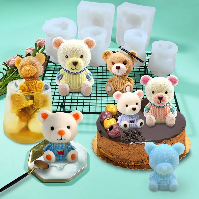 3 Teddy Bear Candle Silicone Mold for DIY Handmade Mousse Ice Tray  Ornaments Plaster Candle Jewelry Kids Toys Key Chain Mould - AliExpress