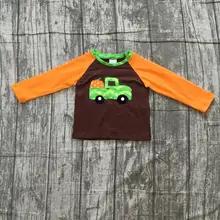 Осень-зима, Хэллоуин благодарения, футболки с маркой бутика для маленьких мальчиков, одежда с тыквой, хлопковый топ с длинными рукавами для детей