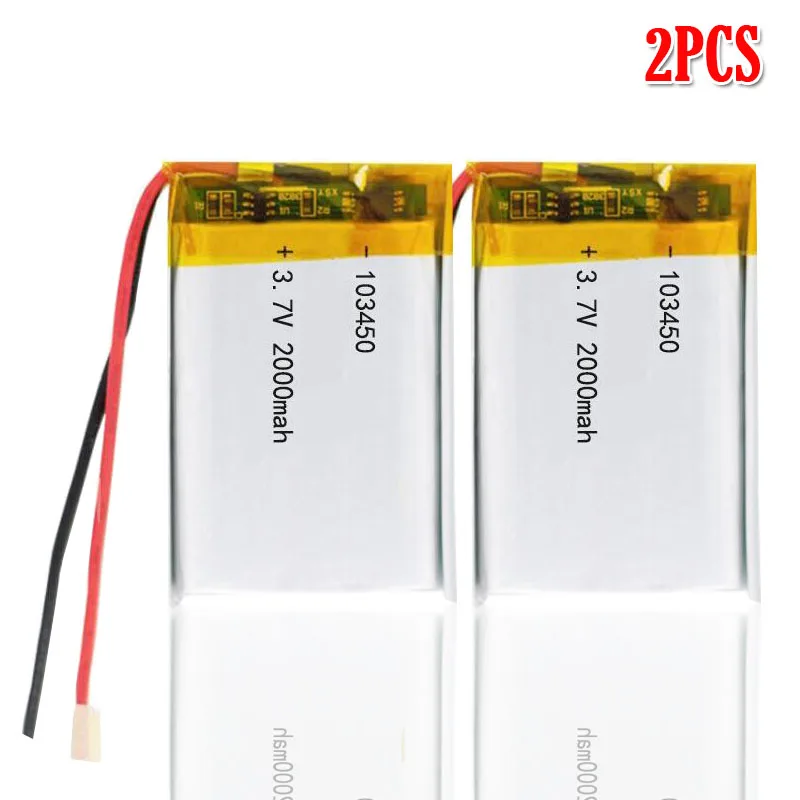 2pcs 3,7 V 2000mAh 103450 Lipo литий-полимерная аккумуляторная батарея для gps навигатора MP5 gps Bluetooth динамик гарнитура электронная книга камера - Цвет: 2pcs