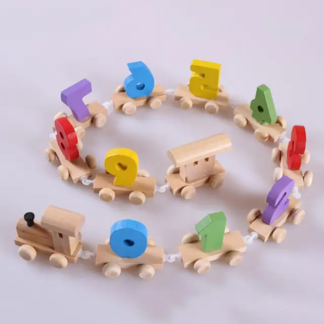 Colorful Number 0-9 Wooden Train Small Railway Model Children Educational Toy 1