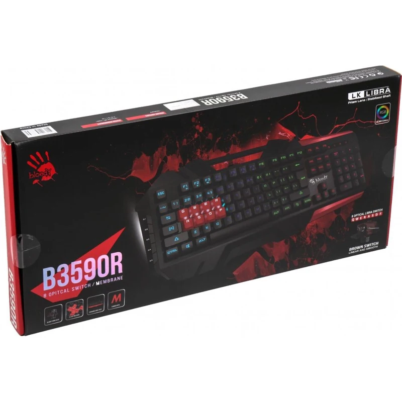 Клавиатура A4 Bloody B3590R механическая черный/серый USB for gamer LED