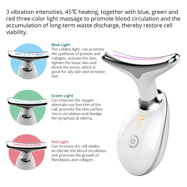 EMS Thermal Neck Lifting and Tighten Massager Electric Microcurrent Wrinkle Remover  LED Photon Face Beauty Device for Woman 4