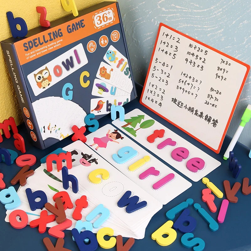 

Alphabet Puzzle Toys with Cards Wooden Letter Spelling Game Interesting Early Educational Toys for Children GDeals