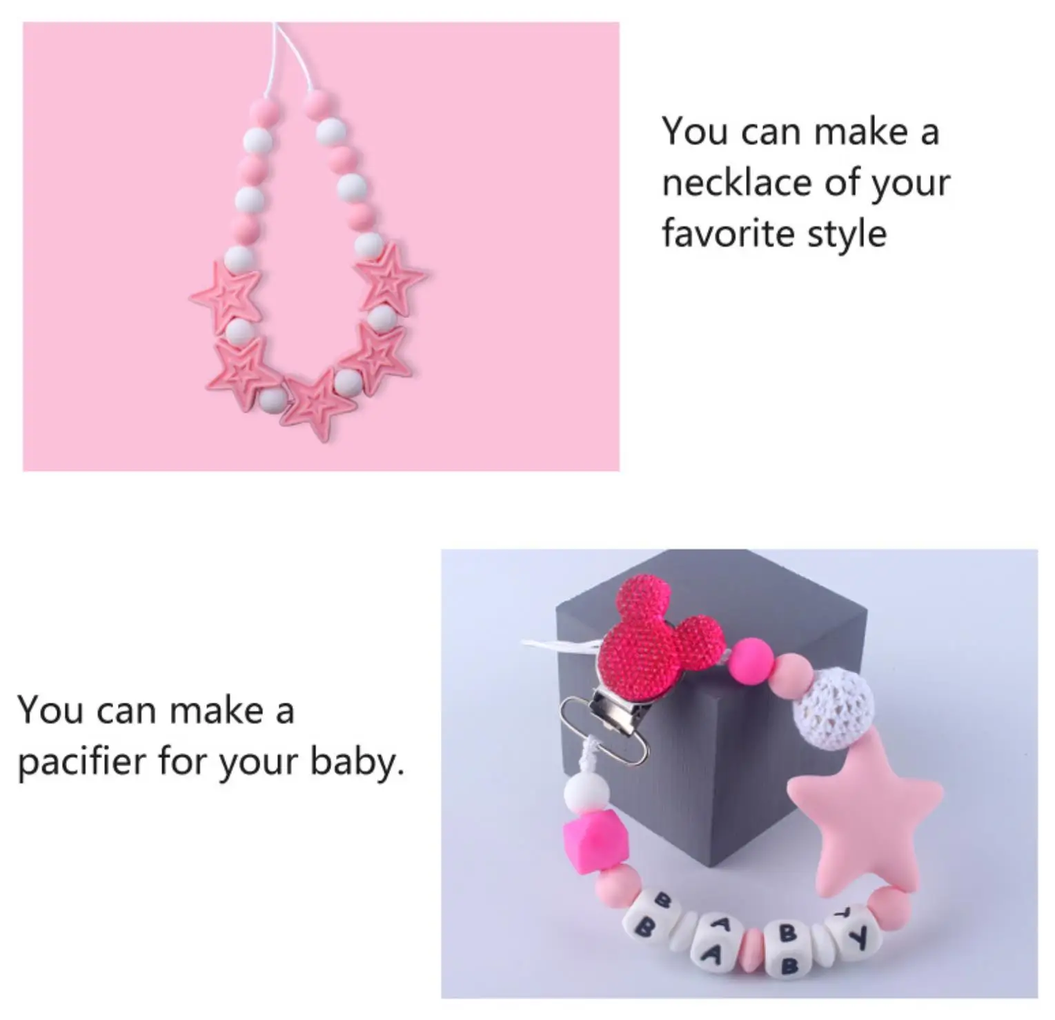 Baby Silicone Beads Set DIY Baby Teething Molar Toy Infants Necklace Bracelet Teether Pacifier Chain Making Accessories