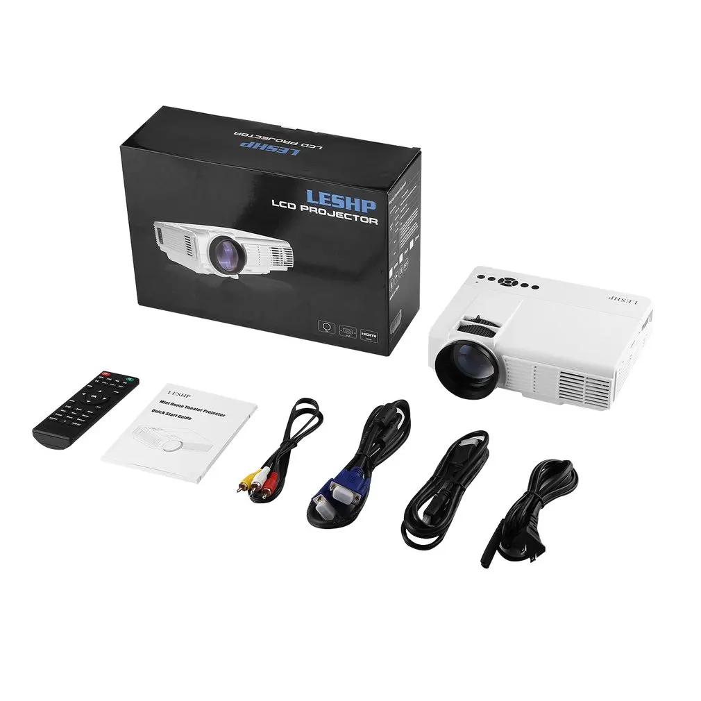 

LESHP Q5 LED Projector 800*480 Pixel 1200LM Mini Home Theater Video Projector Home Cinema TV Laptops Smartphones