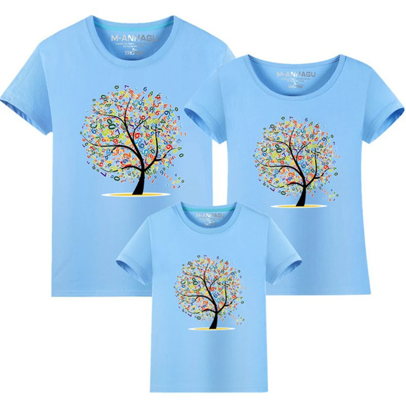 Light Blue Футболка для папы, мамы и ребенка с изображением Древа жизни; одежда для всей семьи; одинаковые комплекты одежды; одежда для мамы, дочки, папы и сына; футболка «Мама и я» - Цвет: Light Blue