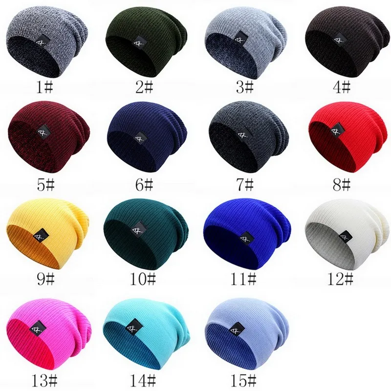 15 Colors PU Letter True Casual Beanies for Men Women Girl Boy Fashion Knitted Winter Hat Solid Hip-hop Skullies Hat Unisex Cap