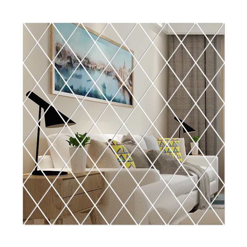 3D Mirror Wall Sticker DIY Diamonds Triangles Acrylic Wall Stickers Living Room Home Decoration adesivo de parede 12