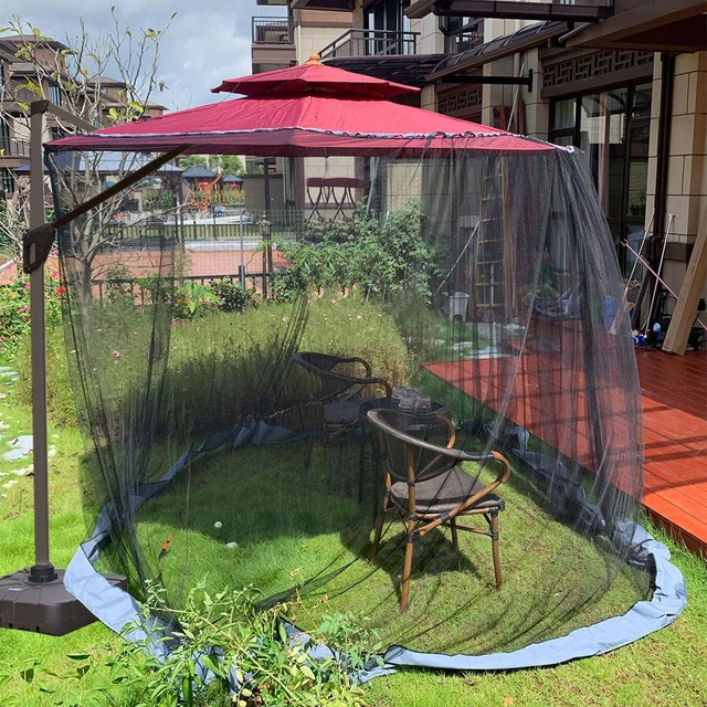 Außen Rund Sonnenschirm Moskito Netting Mesh Bildschirm mit Zipper Terrasse  Tische Picknick Net Abdeckung UV Beständig