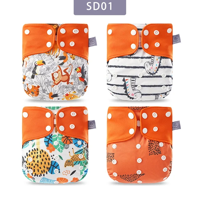 Elinfant Panties Baby Diapers Reusable Nappies 4 Pcs/Set New Fashion Style Mother Kids Waterproof  Pocket Diaper All In One Size SD01-only diaper