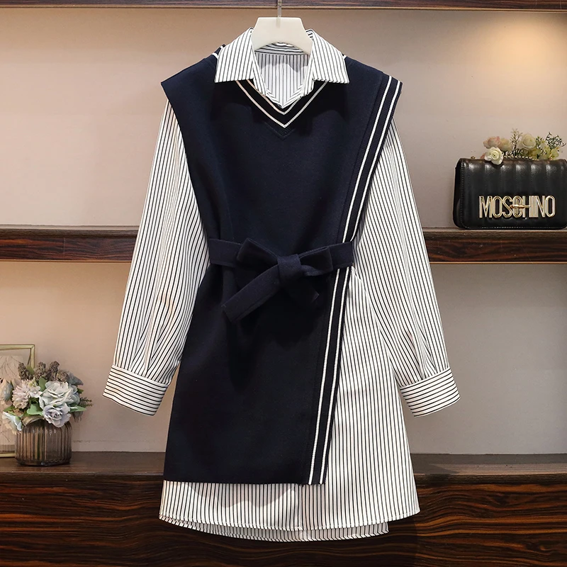 

Fall Suit New Korean Version Of Large Size, Fat Mm, Fat And Slim Waistcoat Shirt Suit
