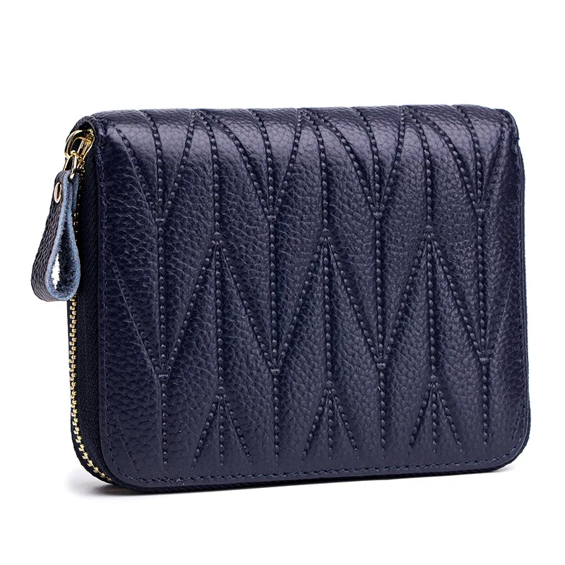 Style-1 Dark blue Новинка, модные женские кошельки из натуральной воловьей кожи, женские короткие кошельки, женские кошельки с отделением для паспорта и карт, Большой Вместительный клатч Carteras - Цвет: Style-1 Dark blue