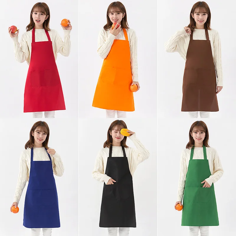 

New Solid Color Cooking Kitchen Apron For Chef Waiter Cafe Shop BBQ Hairdresser With Pocket Aprons Bibs Accessory Dropshipping