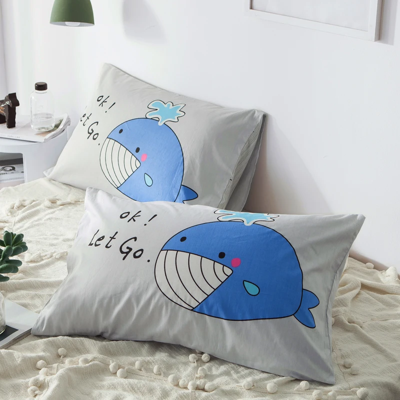 Две Серые Хлопковые наволочки с мультяшным рисунком Детские Зимние постельные