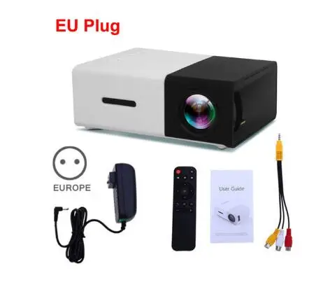 Black EU plug YG300 светодиодный проектор 3,5 мм аудио 320x240 пикселей YG-300 HDMI USB Мини проектор домашний медиаплеер CJSJYDSJ00002 - Цвет: Black EU plug