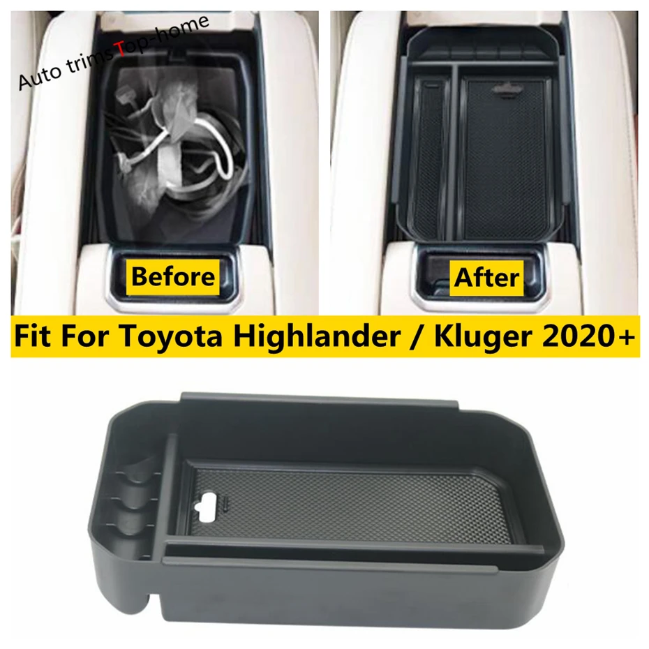 

Central Armrest Storage Box Center Console Organizer Container Cover For Toyota Highlander / Kluger 2020 - 2023 Car Accessories