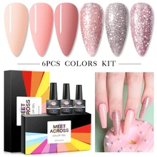 Сверкающие блестки из розового золота с замачиванием УФ-Гель-лак Полупостоянный лак для ногтей Блестящий дизайн ногтей набор гелей