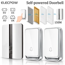 Elecpow – ensemble de sonneries de porte intelligentes auto alimentées, sans fil, étanche, pour maison de bienvenue en plein air, carillons récepteur d'alarme de sécurité