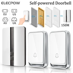 Elecpow auto alimentado casa inteligente campainha define sem fio à prova dwireless água campainha da porta ao ar livre bem vinda casa sinos receptor de alarme de segurança