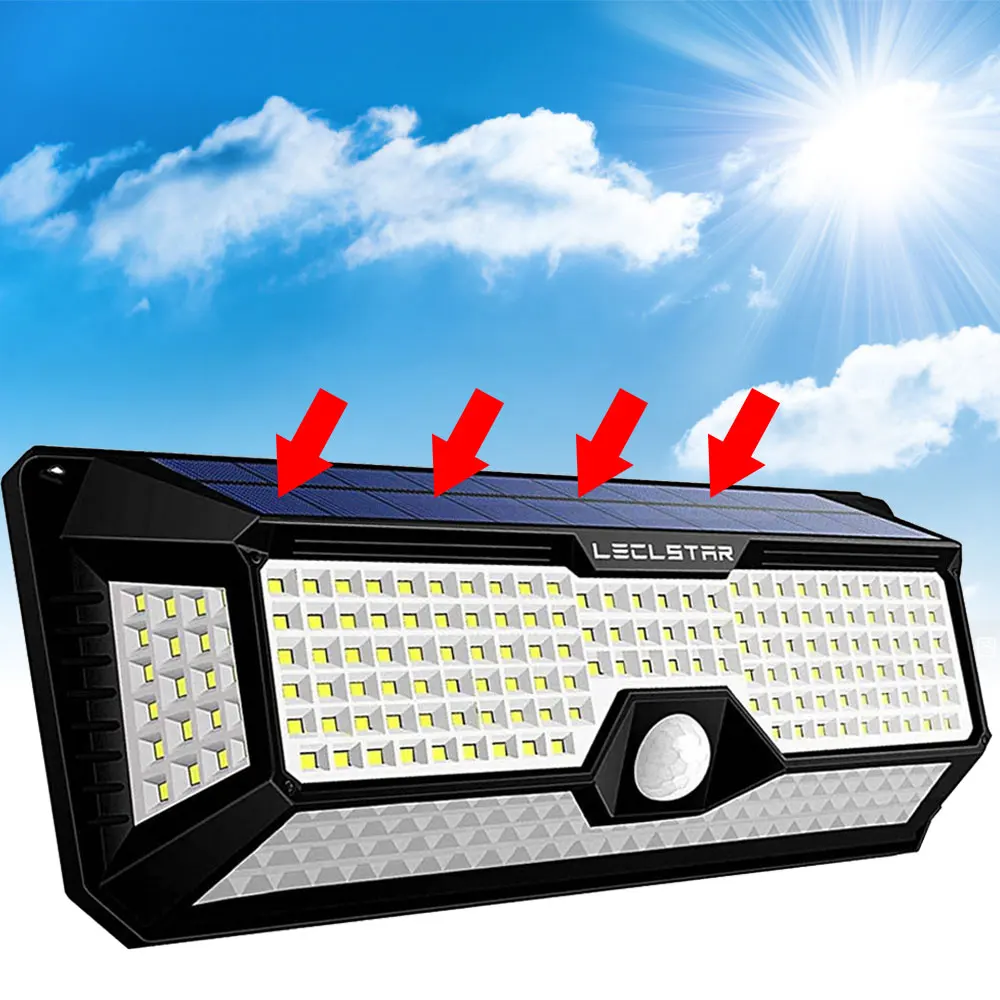 

268 LED Night Light with Motion Sensor Solar Lamp Outdoor Wall Light Waterproof Powered Sunlight Decoration Garden Terrace Yard