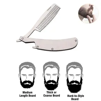 

Multifunctional Comb Brush Beard Straightener Foldable Beard Comb stainless steel Handmade Folding Pocket beauty accessories
