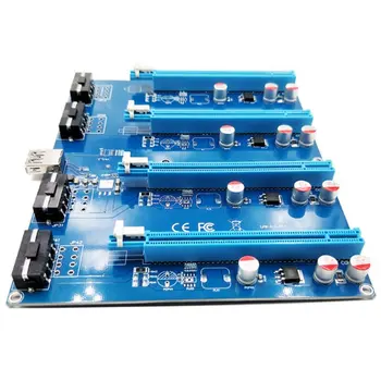 

PCI-E X1 To 4PCI-E X16 Mining Expansion Card 1 To 4 PCI Express Switch Multiplier HUB 4-pin Molex Riser Card For BTC Miner