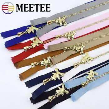 

Meetee 2pcs 40-70cm 3# Metal Zippers Open-End Auto Lock Gold Zipper DIY Bags Purse Garment Decor Zip Sewing Accessories ZA049