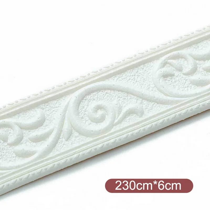 13 Styles 3D Foam Wall Edge Strip Stickers Self Adhesive Waterproof Baseboard Corner Waist Line Sticker Wall Trim Line 2.3M