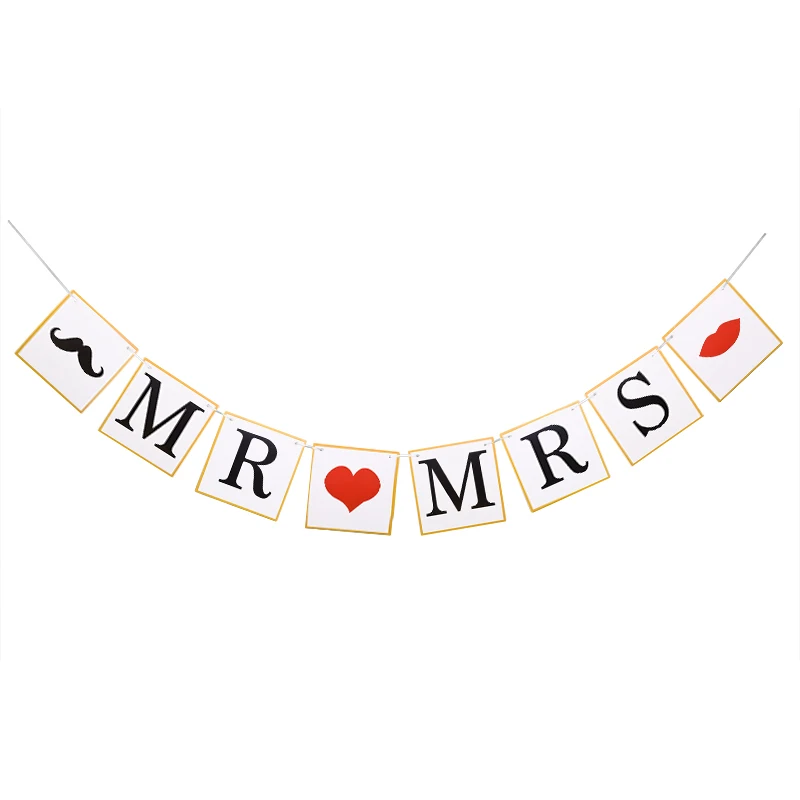 Свадебная гирлянда с баннерами Mr& Mrs, флаги для помолвки, аксессуары для свадебной вечеринки